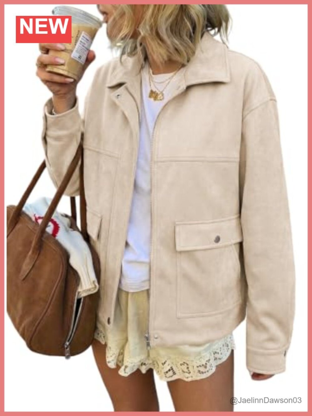 Faux Suede Jacket Women Oversized Bomber Zip Up Fall Casual Coat